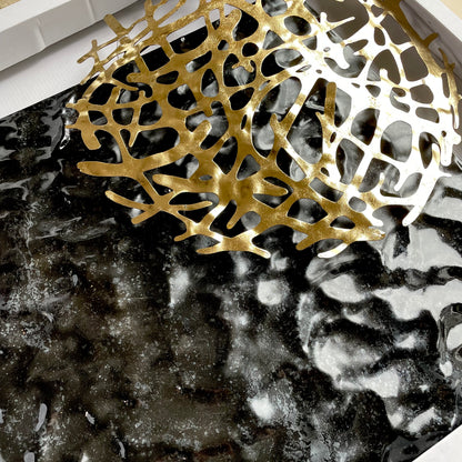 S260 優雅に波打つブラックラインのモダン壁飾り