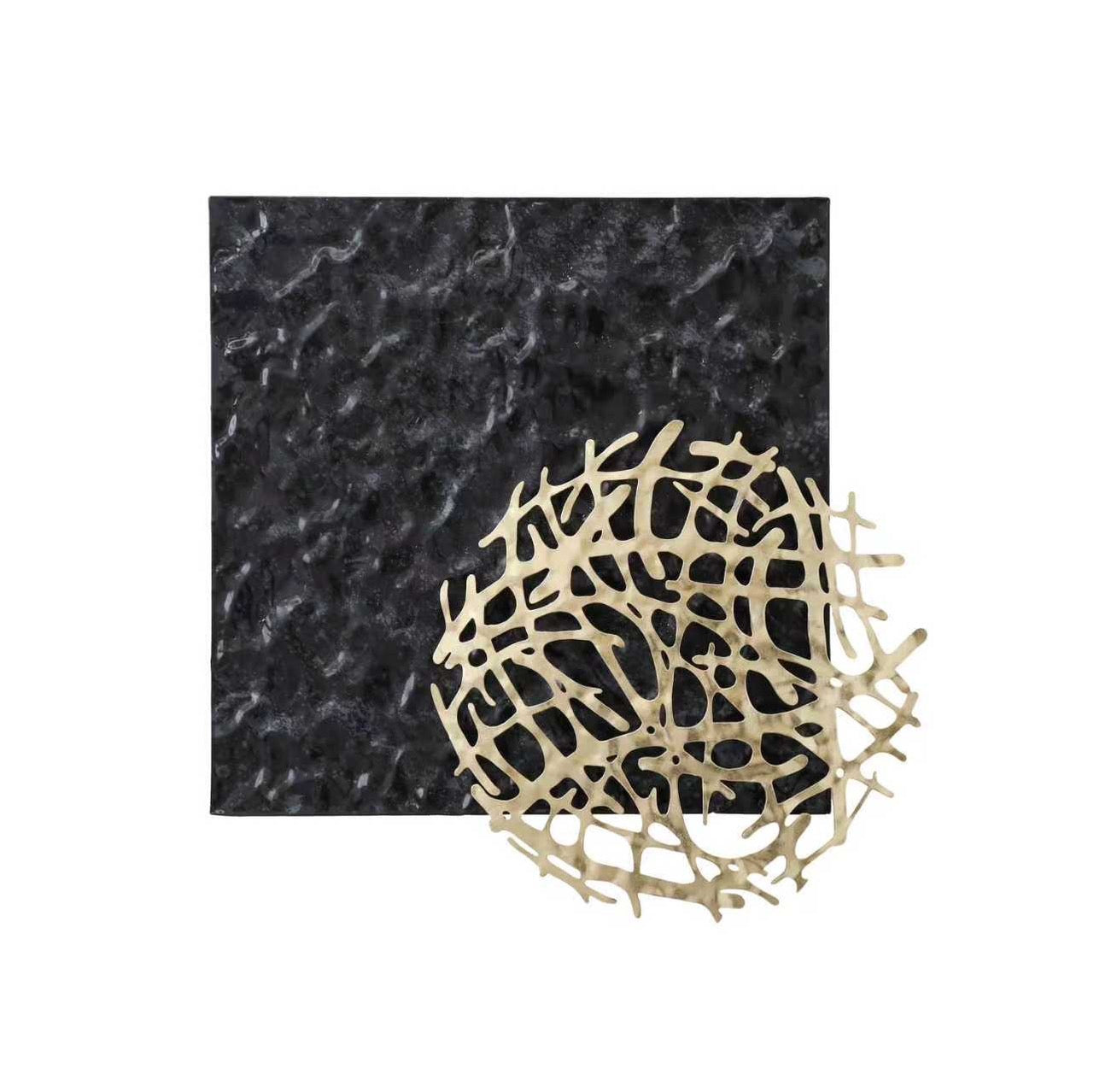 S260 ブラックウェーブとゴールドアクセントのアイアン壁飾り｜SAKURADA