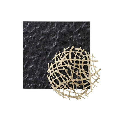 S260 ブラックウェーブとゴールドアクセントのアイアン壁飾り｜SAKURADA