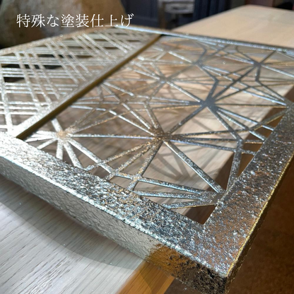 アイアン組子の立体感と陰影が美しい高級デザイン。旅館や飲食店に最適な和インテリア壁飾り