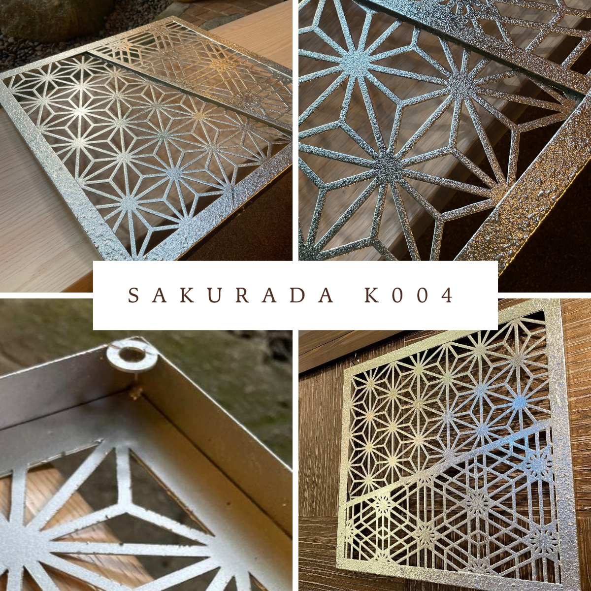 麻の葉・胡麻組子を特殊塗装で仕上げた高級アイアンアート。陰影が映える和モダン壁飾り