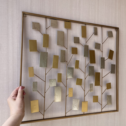 S006P｜アイアン壁飾り ゴールド×シルバーのモダンデザイン｜ウォールアート〖SAKURADA〗