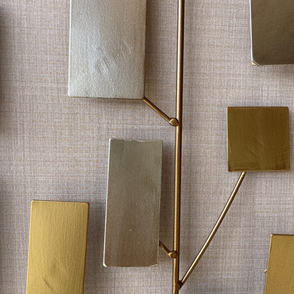 S006P｜アイアン壁飾り ゴールド×シルバーのモダンデザイン｜ウォールアート〖SAKURADA〗