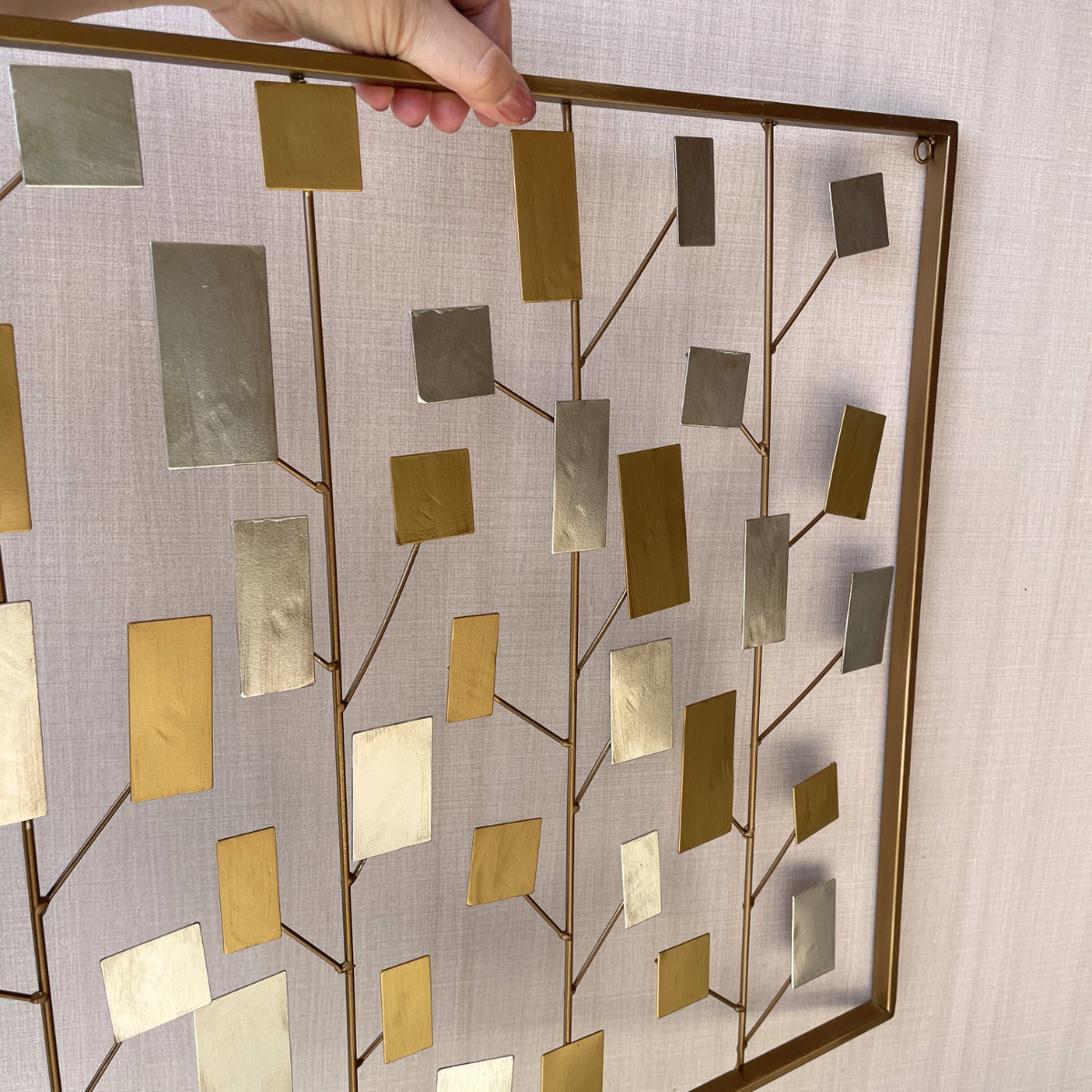 S006P｜アイアン壁飾り ゴールド×シルバーのモダンデザイン｜ウォールアート〖SAKURADA〗