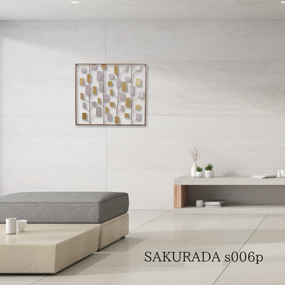 S006P｜アイアン壁飾り ゴールド×シルバーのモダンデザイン｜ウォールアート〖SAKURADA〗
