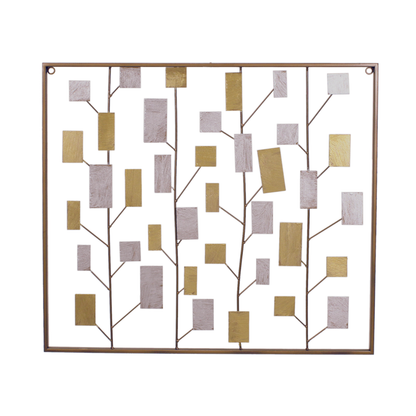 S006P｜アイアン壁飾り ゴールド×シルバーのモダンデザイン｜ウォールアート〖SAKURADA〗