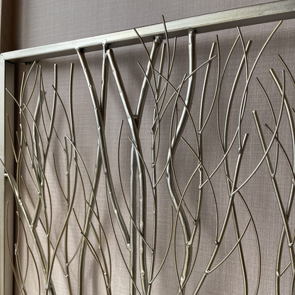 S021P｜シルバーが映えるモダン壁飾り｜洗練された空間を演出するアイアンウォールアート〖SAKURADA〗
