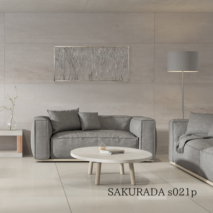 S021P｜シルバーが映えるモダン壁飾り｜洗練された空間を演出するアイアンウォールアート〖SAKURADA〗