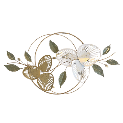 S129｜アイアン壁飾り ホワイトフラワー×ゴールド｜軽やかに、上品に空間をアップグレード【SAKURADA】