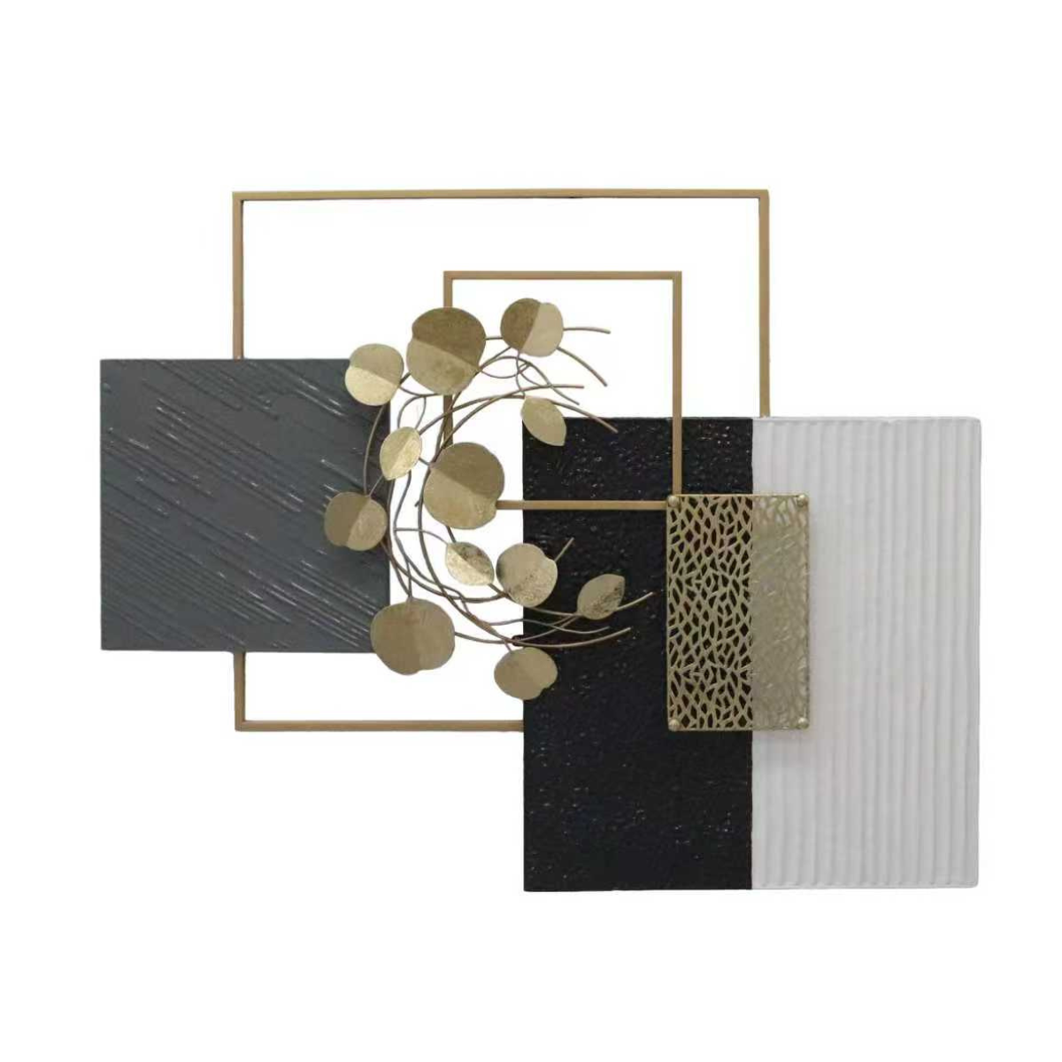 S155｜アイアン壁飾り ゴールド×ブラック×ホワイト｜咲羅多の代表作・最も選ばれている一枚