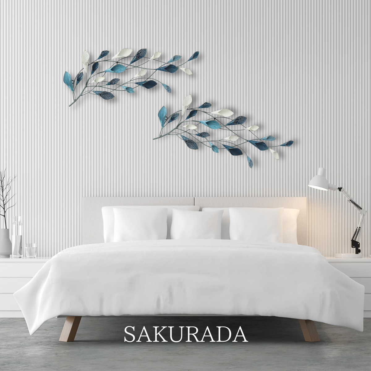 S161｜再販｜ブルーフラワーの「壁飾り〖SAKURADA〗