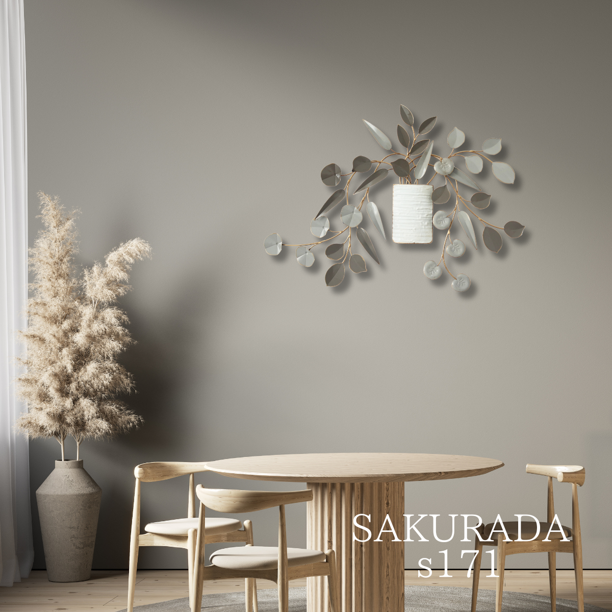 S171｜アイアン壁飾り・洗練グレーのモダンアイテム【SAKURADA】