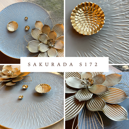 華やかなゴールドの花が特徴のアイアン壁飾り S172｜和モダンデザイン