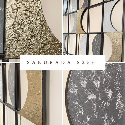 S256 和モダン壁飾りのゴールド・シルバー部分の繊細な手塗り仕上げ｜高級感ある質感のアイアンデザイン