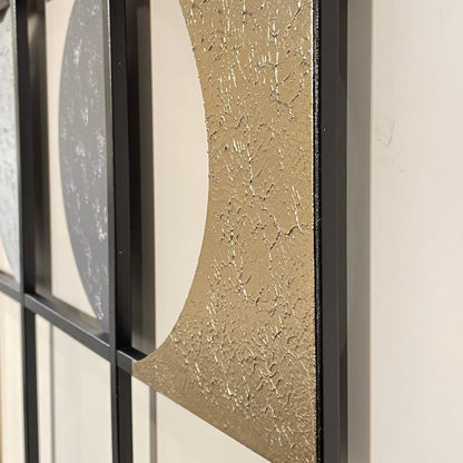 S256 和モダン壁飾りのゴールド・シルバー部分の繊細な手塗り仕上げ｜高級感ある質感のアイアンデザイン