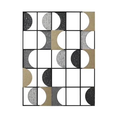 S256 障子モチーフの和モダンアイアン壁飾り｜ゴールドとシルバーの手塗りが高級感を演出する大きめデザイン【SAKURADA】