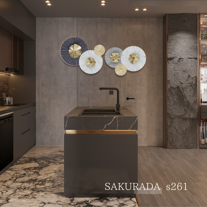 S261｜アイアン壁飾り・重なりサークルが彩る縁起デザイン大型アート【SAKURADA】