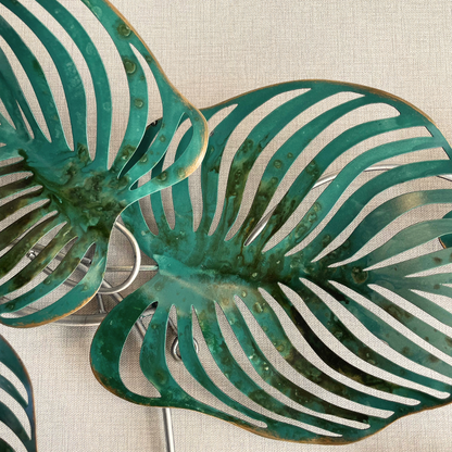 S263｜アイアン壁飾り・グリーングラデーションが映えるモンステラリーフ【SAKURADA】