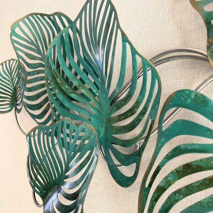 S263｜アイアン壁飾り・グリーングラデーションが映えるモンステラリーフ【SAKURADA】
