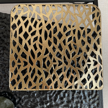 S271｜アイアン壁飾り・深緑×黒×金が映える超個性派モダンアート【SAKURADA】