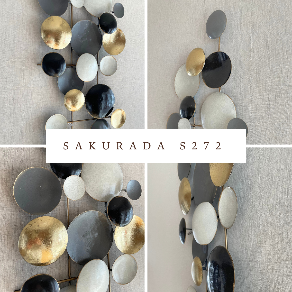S272｜アイアン壁飾り・ブラック×ゴールド×グレーが映えるホテルライクモダンアート【SAKURADA】