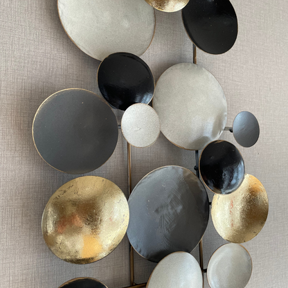 S272｜アイアン壁飾り・ブラック×ゴールド×グレーが映えるホテルライクモダンアート【SAKURADA】