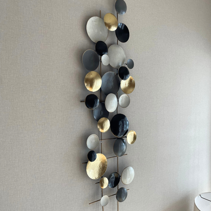 S272｜アイアン壁飾り・ブラック×ゴールド×グレーが映えるホテルライクモダンアート【SAKURADA】