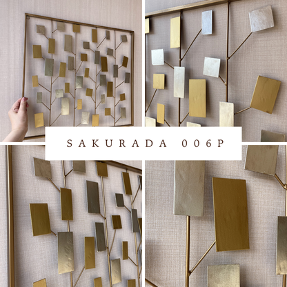 S006P｜アイアン壁飾り ゴールド×シルバーのモダンデザイン｜ウォールアート〖SAKURADA〗