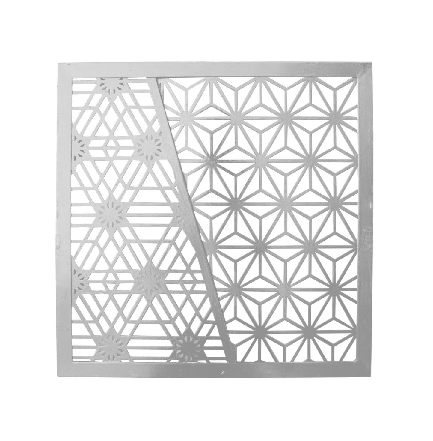 K004 麻の葉と胡麻の組子を表現したアイアン壁飾り。高級感ある和モダン空間に合うデザイン【SAKURADA】